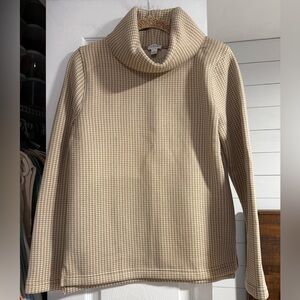 J. Crew Beige Houndstooth Cowl Neck Sweater